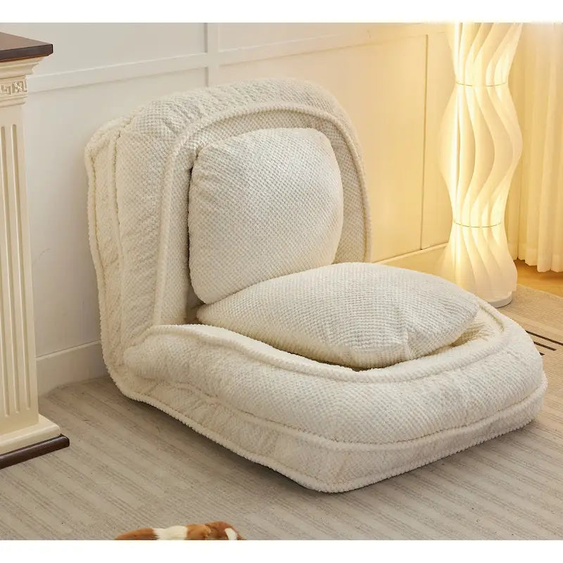 Poltrona da pavimento regolabile bianca, pieghevole, monoposto
