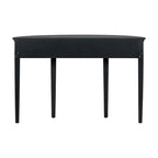 Consolle a mezza luna a 3 cassetti, frontale a righe, gambe in pino – Nero / Bianco antico / Blu marino