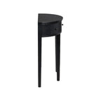 Consolle a mezza luna a 3 cassetti, frontale a righe, gambe in pino – Nero / Bianco antico / Blu marino