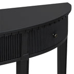 Consolle a mezza luna a 3 cassetti, frontale a righe, gambe in pino – Nero / Bianco antico / Blu marino