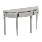 Consolle a mezza luna a 3 cassetti, frontale a righe, gambe in pino – Nero / Bianco antico / Blu marino