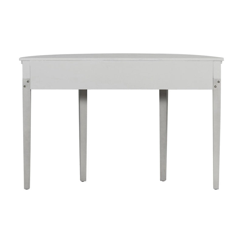 Consolle a mezza luna a 3 cassetti, frontale a righe, gambe in pino – Nero / Bianco antico / Blu marino