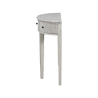 Consolle a mezza luna a 3 cassetti, frontale a righe, gambe in pino – Nero / Bianco antico / Blu marino