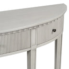 Consolle a mezza luna a 3 cassetti, frontale a righe, gambe in pino – Nero / Bianco antico / Blu marino