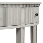 Consolle a mezza luna a 3 cassetti, frontale a righe, gambe in pino – Nero / Bianco antico / Blu marino
