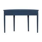 Consolle a mezza luna a 3 cassetti, frontale a righe, gambe in pino – Nero / Bianco antico / Blu marino