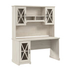 Scrivania da fattoria in rovere bianco lino con credenza e mobile contenitore, 1 persona