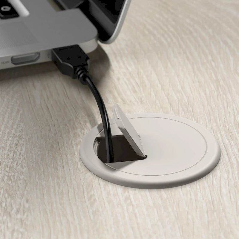 Scrivania da fattoria in rovere bianco lino con credenza e mobile contenitore, 1 persona