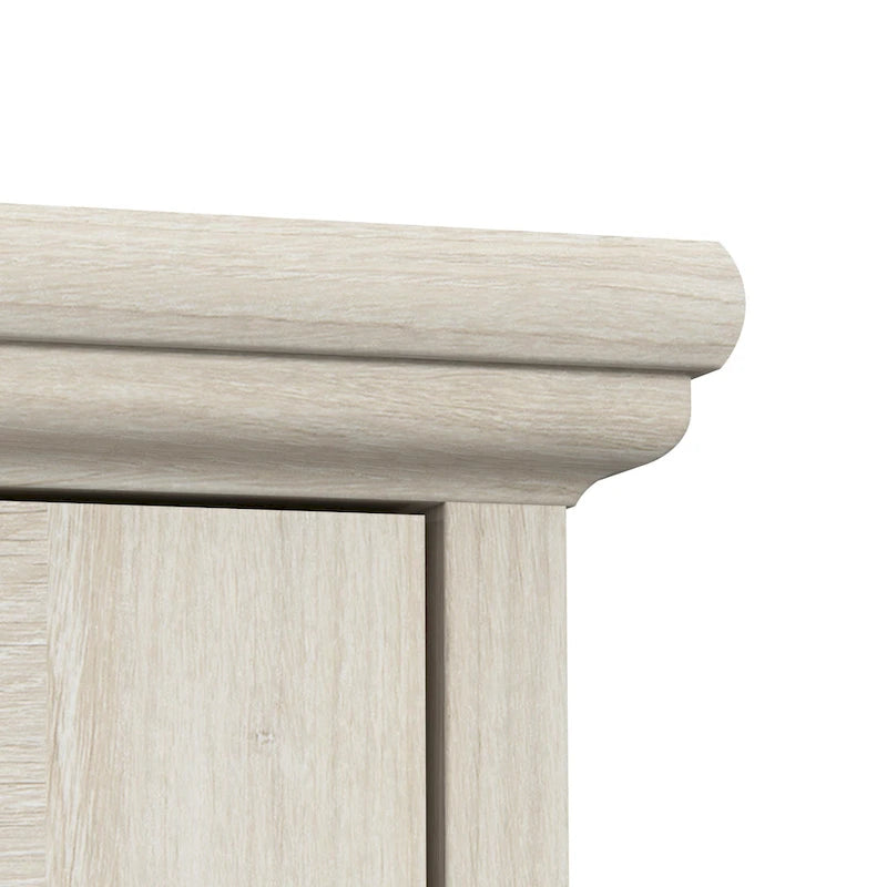 Scrivania da fattoria in rovere bianco lino con credenza e mobile contenitore, 1 persona