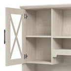 Scrivania da fattoria in rovere bianco lino con credenza e mobile contenitore, 1 persona