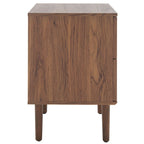 Comodino a 2 cassetti con rete in rattan rovere/nero/noce – Singolo
