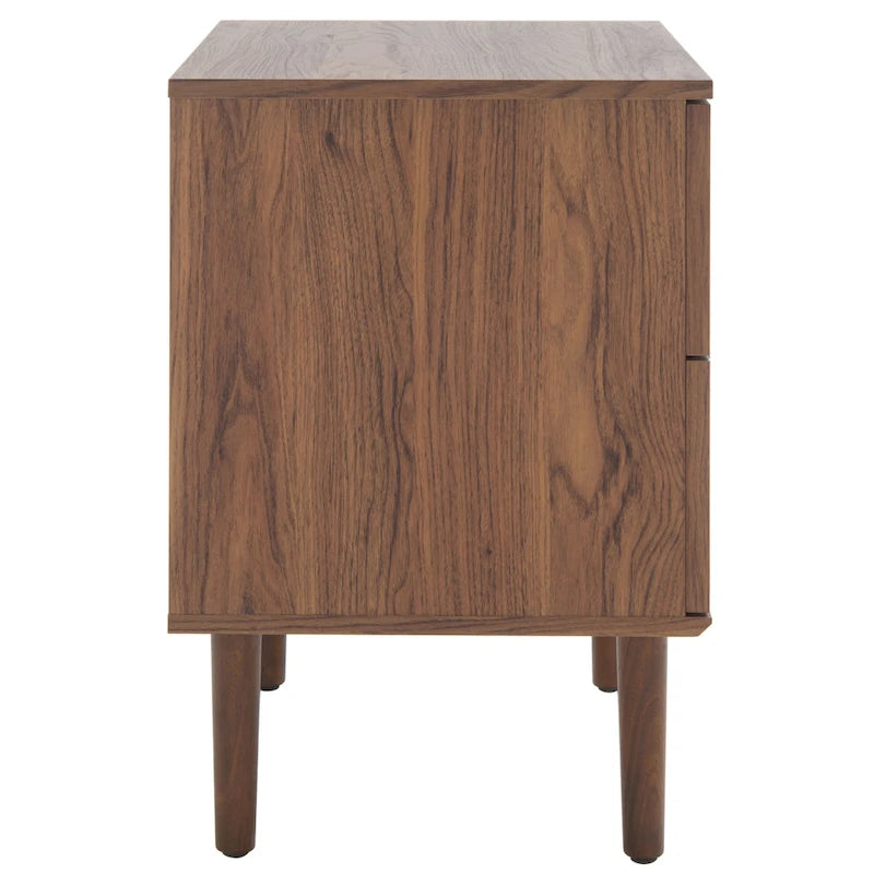 Comodino a 2 cassetti con rete in rattan rovere/nero/noce – Singolo