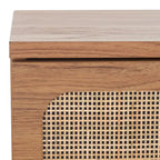 Comodino a 2 cassetti con rete in rattan rovere/nero/noce – Singolo