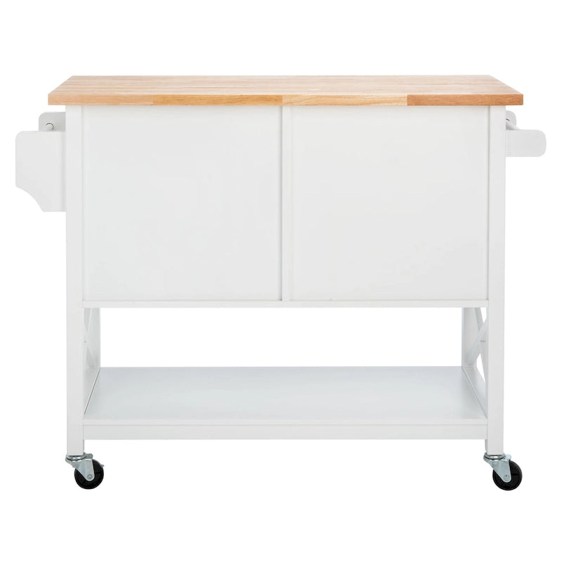 Carrello da Cucina Bianco/Naturale a 2 Ante e 1 Ripiano, 1 Persona