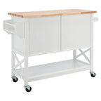 Carrello da Cucina Bianco/Naturale a 2 Ante e 1 Ripiano, 1 Persona