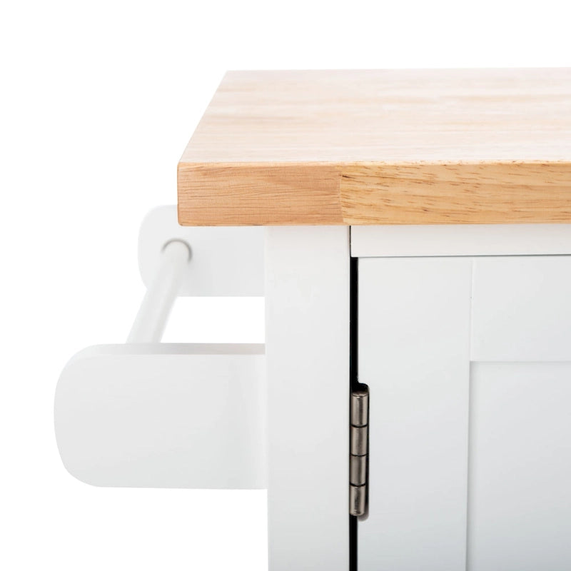 Carrello da Cucina Bianco/Naturale a 2 Ante e 1 Ripiano, 1 Persona