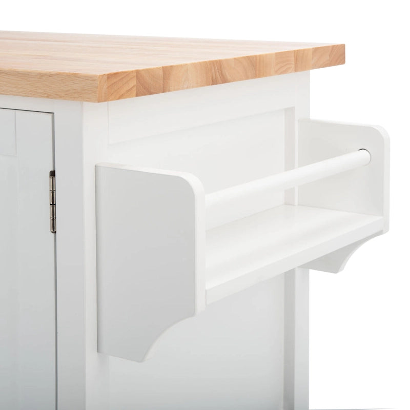 Carrello da Cucina Bianco/Naturale a 2 Ante e 1 Ripiano, 1 Persona