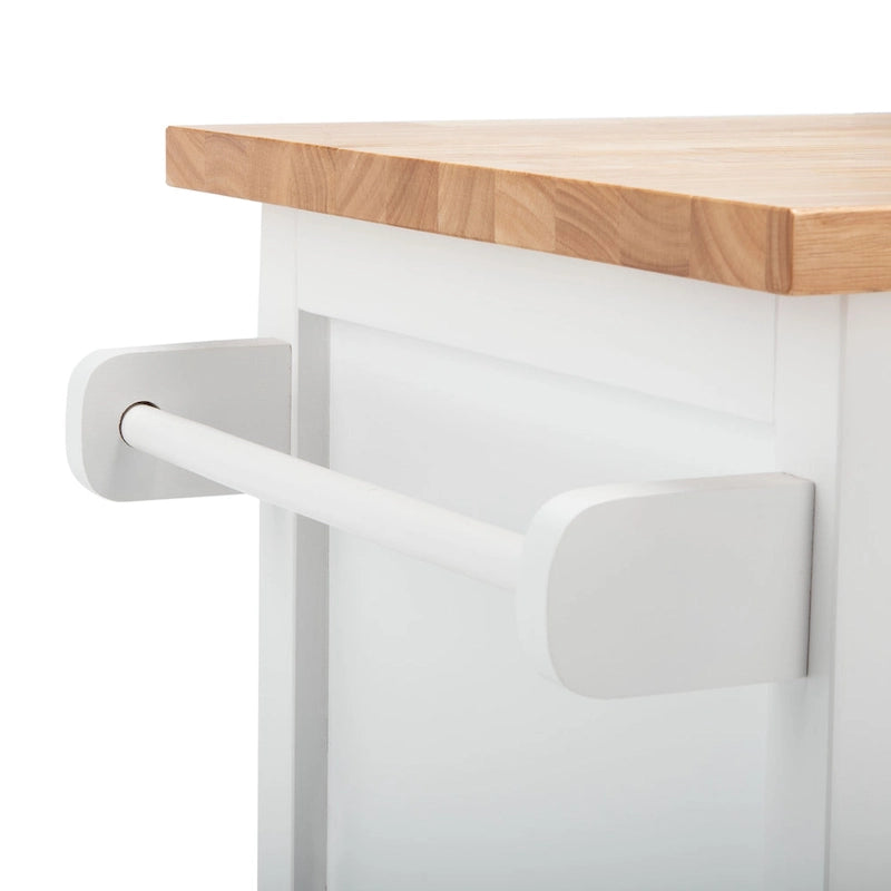Carrello da Cucina Bianco/Naturale a 2 Ante e 1 Ripiano, 1 Persona