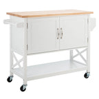 Carrello da Cucina Bianco/Naturale a 2 Ante e 1 Ripiano, 1 Persona