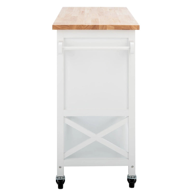 Carrello da Cucina Bianco/Naturale a 2 Ante e 1 Ripiano, 1 Persona