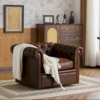 Poltrona Club girevole Chesterfield verde/marrone scuro, capitonné, 1 posto