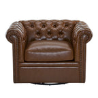 Poltrona Club girevole Chesterfield verde/marrone scuro, capitonné, 1 posto