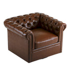 Poltrona Club girevole Chesterfield verde/marrone scuro, capitonné, 1 posto