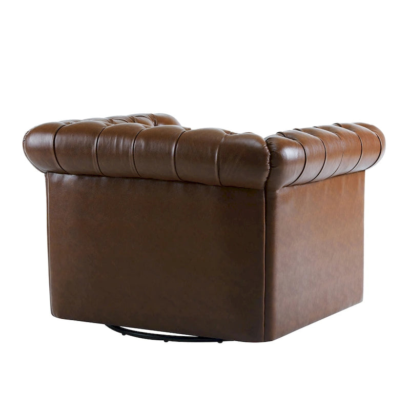 Poltrona Club girevole Chesterfield verde/marrone scuro, capitonné, 1 posto