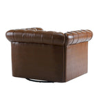Poltrona Club girevole Chesterfield verde/marrone scuro, capitonné, 1 posto