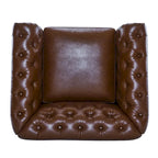 Poltrona Club girevole Chesterfield verde/marrone scuro, capitonné, 1 posto