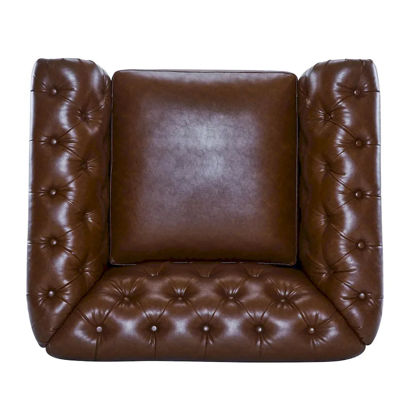Poltrona Club girevole Chesterfield verde/marrone scuro, capitonné, 1 posto