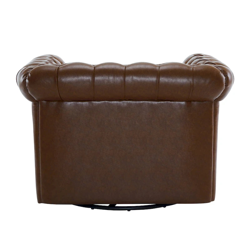 Poltrona Club girevole Chesterfield verde/marrone scuro, capitonné, 1 posto
