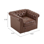 Poltrona Club girevole Chesterfield verde/marrone scuro, capitonné, 1 posto