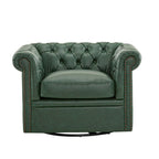 Poltrona Club girevole Chesterfield verde/marrone scuro, capitonné, 1 posto