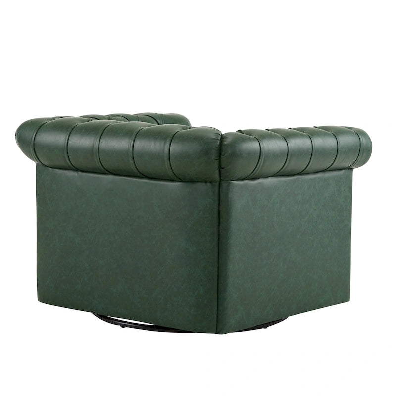 Poltrona Club girevole Chesterfield verde/marrone scuro, capitonné, 1 posto