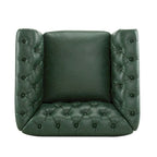Poltrona Club girevole Chesterfield verde/marrone scuro, capitonné, 1 posto