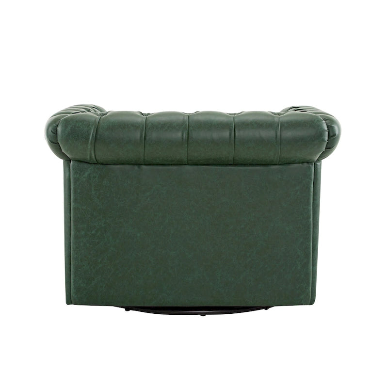 Poltrona Club girevole Chesterfield verde/marrone scuro, capitonné, 1 posto