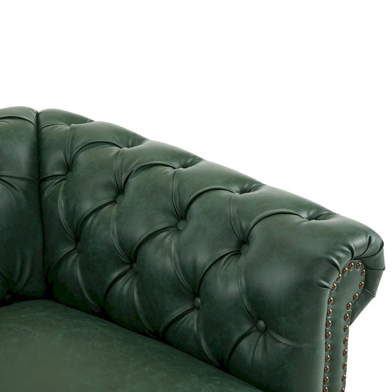 Poltrona Club girevole Chesterfield verde/marrone scuro, capitonné, 1 posto