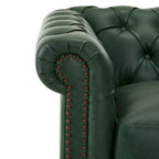 Poltrona Club girevole Chesterfield verde/marrone scuro, capitonné, 1 posto