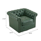Poltrona Club girevole Chesterfield verde/marrone scuro, capitonné, 1 posto