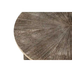 Tavolino rotondo grigio antico, 2 ripiani, gambe incrociate, 80 cm
