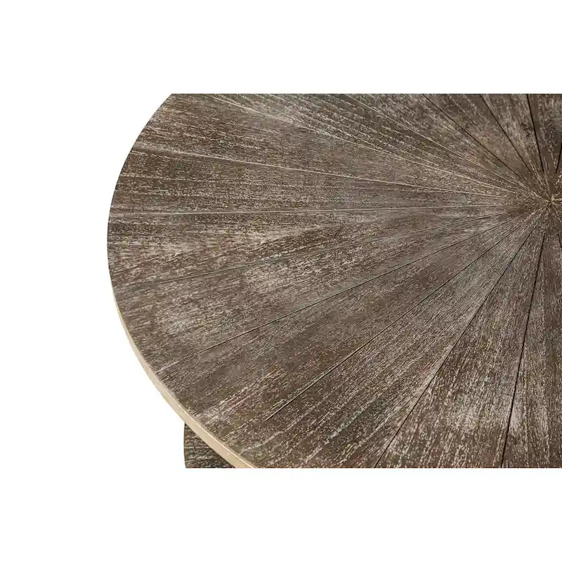 Tavolino rotondo grigio antico, 2 ripiani, gambe incrociate, 80 cm