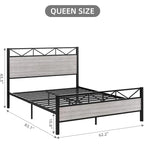 Struttura letto industriale marrone / grigio chiaro con testiera, 1–2 persone, matrimoniale francese / matrimoniale standard / king size