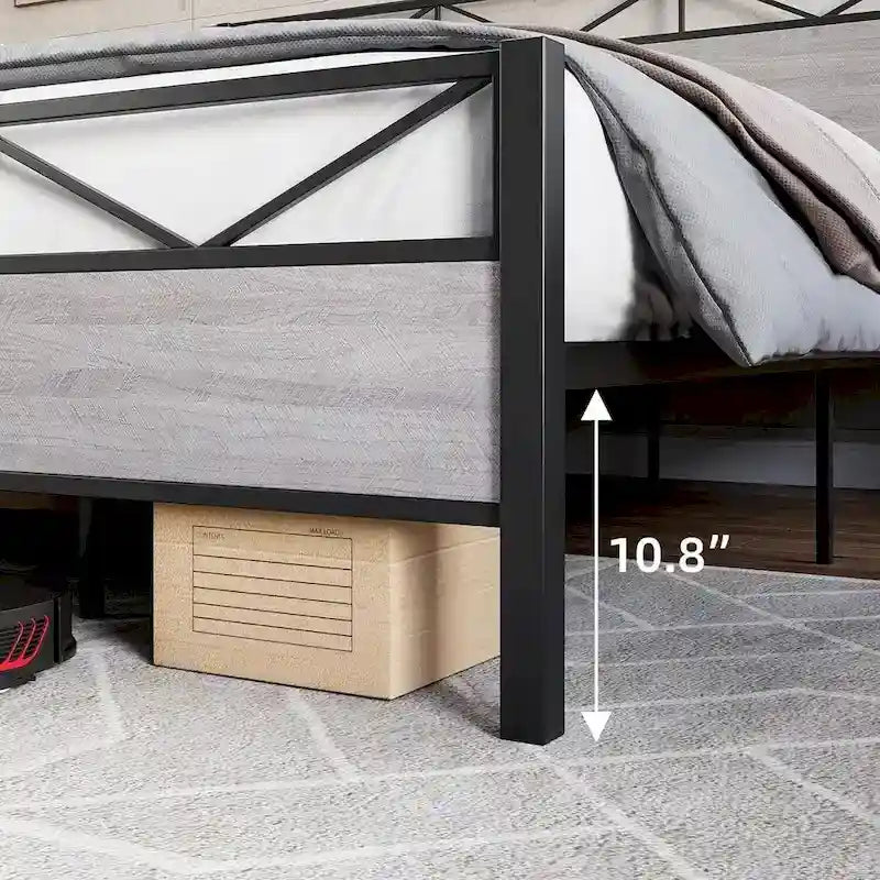 Struttura letto industriale marrone / grigio chiaro con testiera, 1–2 persone, matrimoniale francese / matrimoniale standard / king size