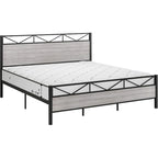 Struttura letto industriale marrone / grigio chiaro con testiera, 1–2 persone, matrimoniale francese / matrimoniale standard / king size
