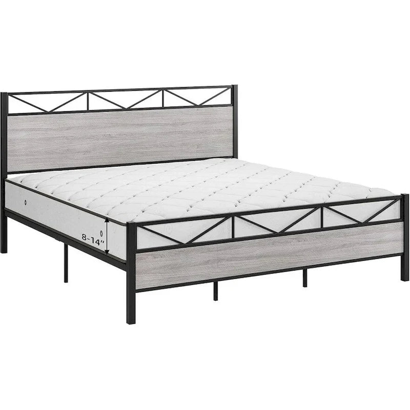 Struttura letto industriale marrone / grigio chiaro con testiera, 1–2 persone, matrimoniale francese / matrimoniale standard / king size