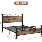 Struttura letto industriale marrone / grigio chiaro con testiera, 1–2 persone, matrimoniale francese / matrimoniale standard / king size