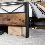 Struttura letto industriale marrone / grigio chiaro con testiera, 1–2 persone, matrimoniale francese / matrimoniale standard / king size