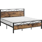 Struttura letto industriale marrone / grigio chiaro con testiera, 1–2 persone, matrimoniale francese / matrimoniale standard / king size