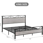 Struttura letto industriale marrone / grigio chiaro con testiera, 1–2 persone, matrimoniale francese / matrimoniale standard / king size
